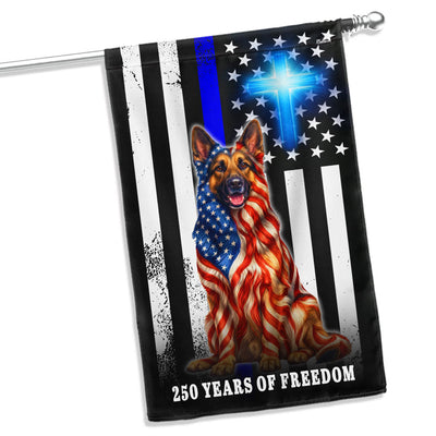 German Shepherd Dog Flag, 250 Years of Freedom Christian Thin Blue Line US Flag