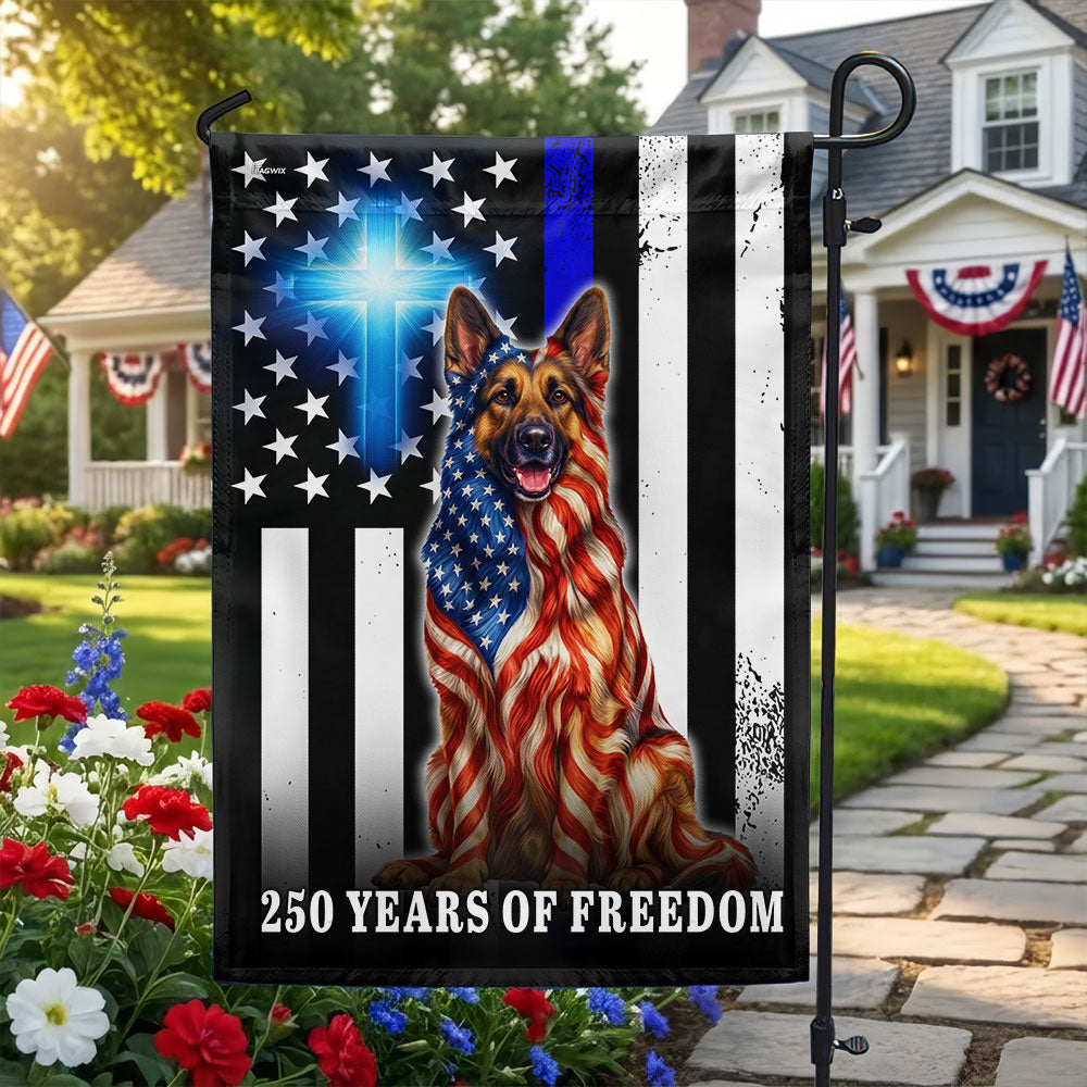 German Shepherd Dog Flag, 250 Years of Freedom Christian Thin Blue Line US Flag