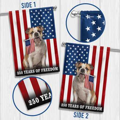 Dog American Flag, 250 Years of Freedom Patriotic Bulldog US Flag