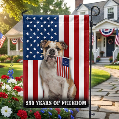 Dog American Flag, 250 Years of Freedom Patriotic Bulldog US Flag