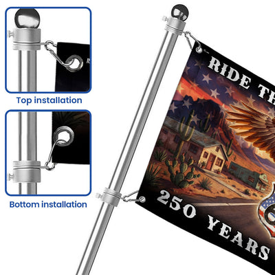 Route 66 Flag, 250 Years of America Ride the Historic Route Grommet Flag