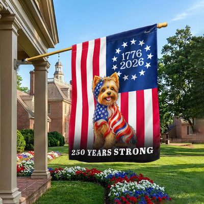 Dog American Flag, 250 Years Strong Yorkshire Terrier Dog US Flag