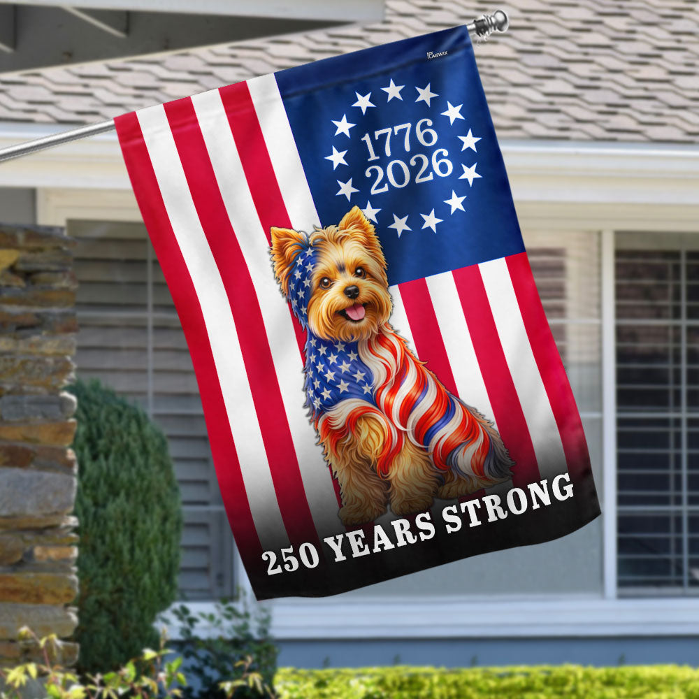 Dog American Flag, 250 Years Strong Yorkshire Terrier Dog US Flag