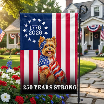Dog American Flag, 250 Years Strong Yorkshire Terrier Dog US Flag