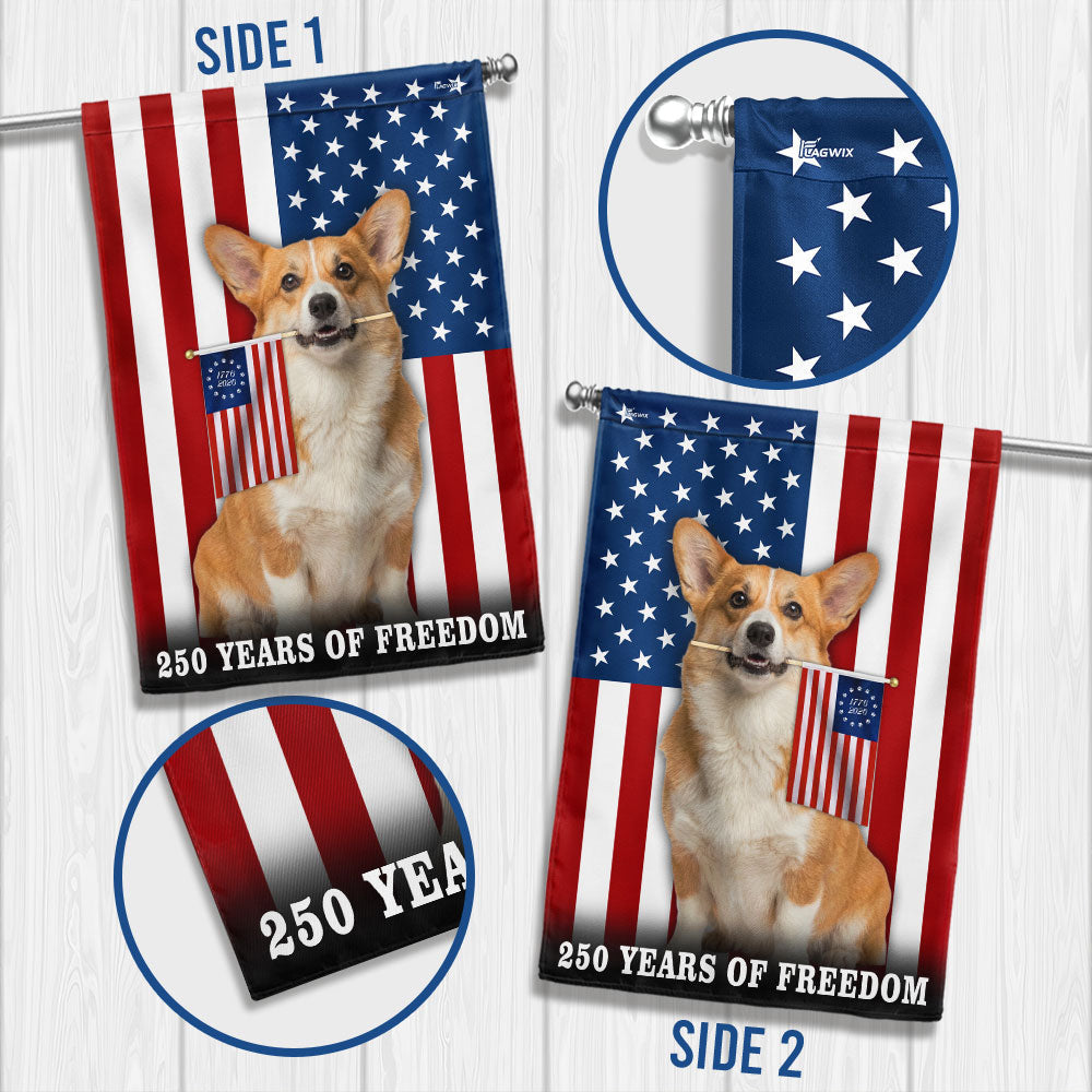 Dog American Flag, 250 Years of Freedom Corgi Dog US Flag