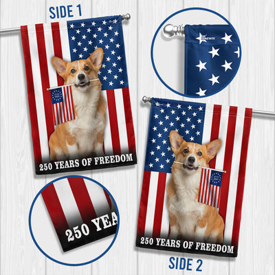 Dog American Flag, 250 Years of Freedom Corgi Dog US Flag