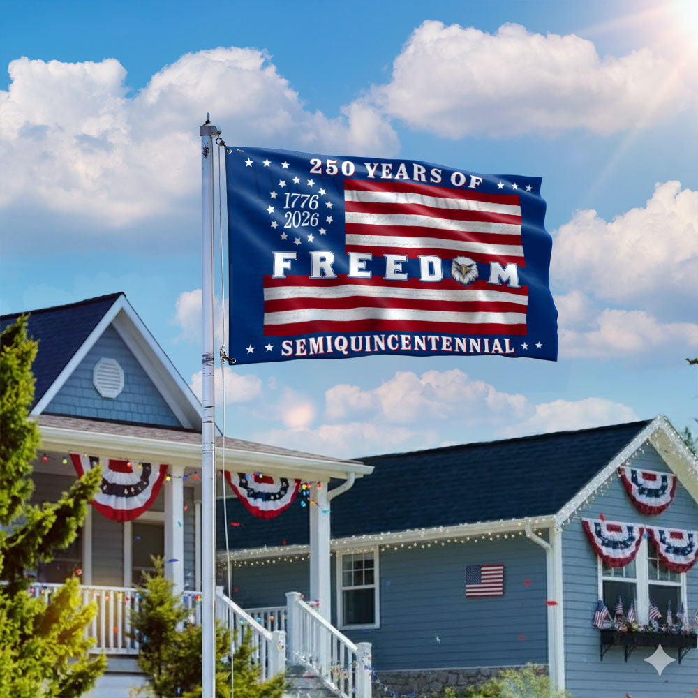 Betsy Ross Flag, 250 Years of Freedom Patriotic Eagle Grommet US Flag