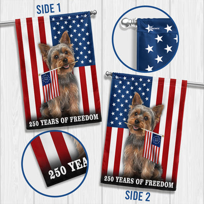 Dog American Flag, 250 Years of Freedom Yorkshire Terrier US Flag