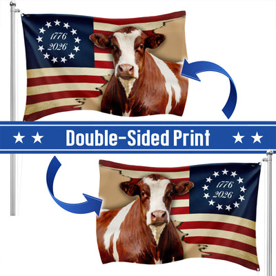 Pinzgauer Cattle Flag, 1776 2026 Proud Cow Farmer Farm Life Grommet Flag