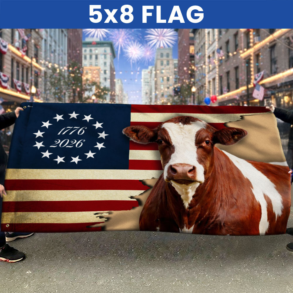 Pinzgauer Cattle Flag, 1776 2026 Proud Cow Farmer Farm Life Grommet Flag