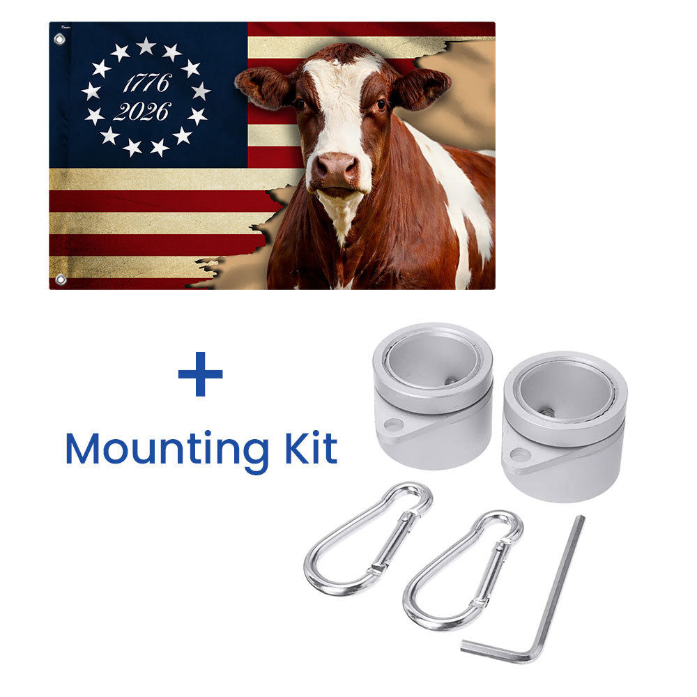 Pinzgauer Cattle Flag, 1776 2026 Proud Cow Farmer Farm Life Grommet Flag