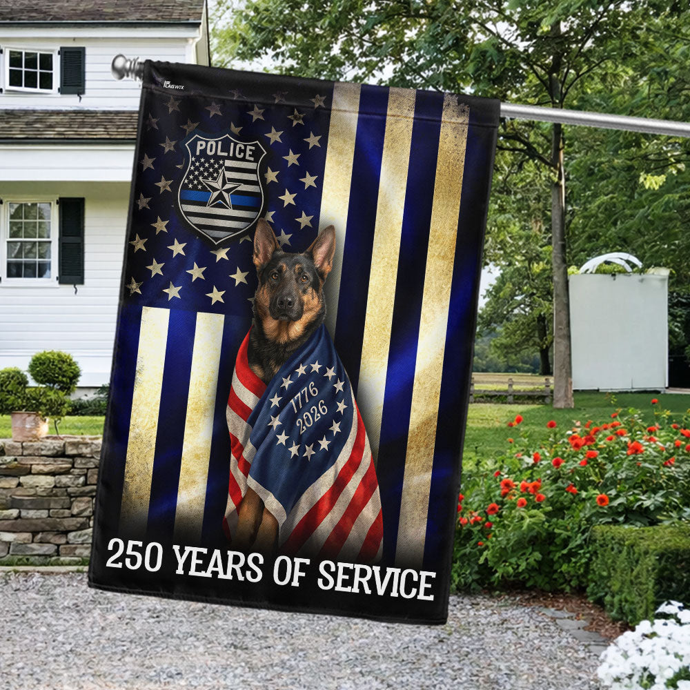 Dog Thin Blue Line Flag, German Shepherd 250 Years of Protection Decor