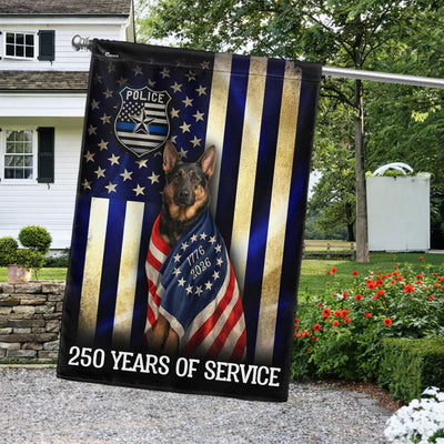 Dog Thin Blue Line Flag, German Shepherd 250 Years of Protection Decor