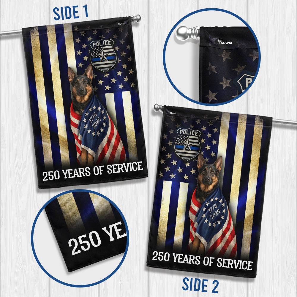 Dog Thin Blue Line Flag, German Shepherd 250 Years of Protection Decor