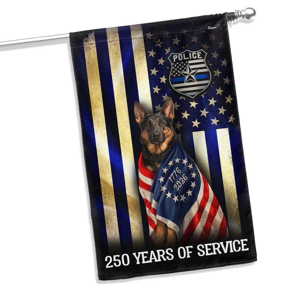 Dog Thin Blue Line Flag, German Shepherd 250 Years of Protection Decor