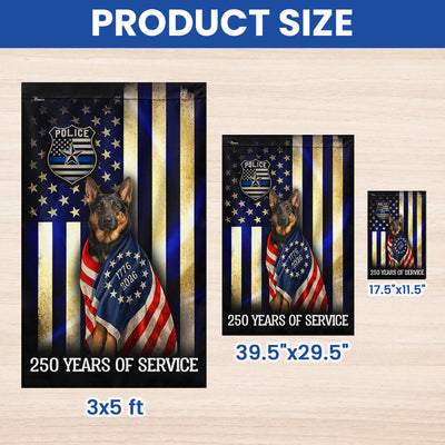 Dog Thin Blue Line Flag, German Shepherd 250 Years of Protection Decor