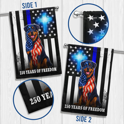Rottweiler American Flag, 250 Years of Freedom Christian Thin Blue Line Decor