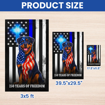 Rottweiler American Flag, 250 Years of Freedom Christian Thin Blue Line Decor