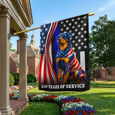Dog American Flag, 250 Years of Service Rottweiler Thin Blue Line US Flag
