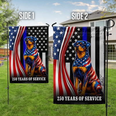 Dog American Flag, 250 Years of Service Rottweiler Thin Blue Line US Flag