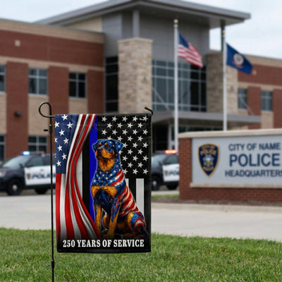 Dog American Flag, 250 Years of Service Rottweiler Thin Blue Line US Flag