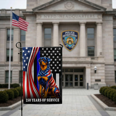 Dog American Flag, 250 Years of Service Rottweiler Thin Blue Line US Flag
