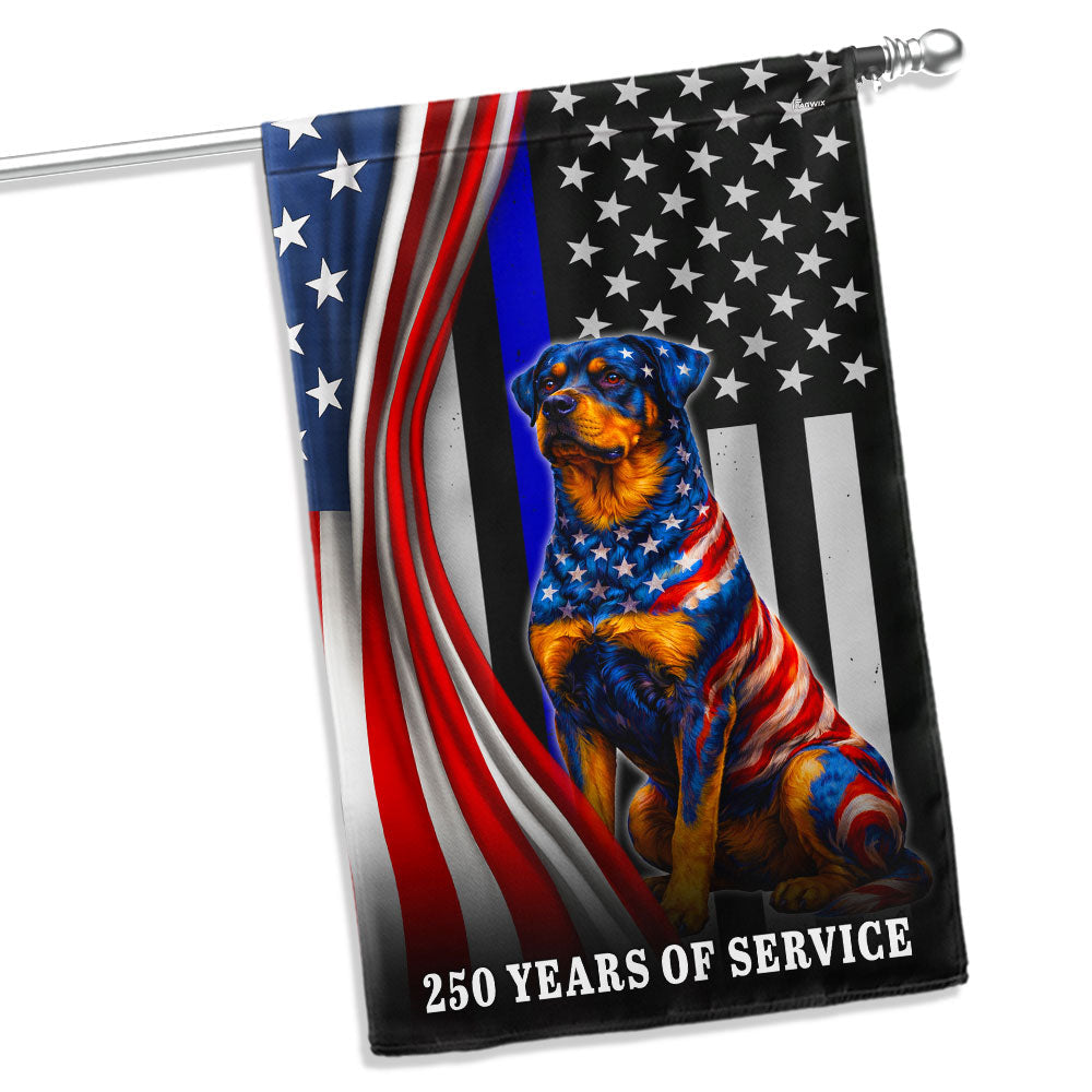 Dog American Flag, 250 Years of Service Rottweiler Thin Blue Line US Flag