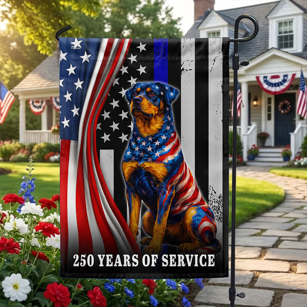 Dog American Flag, 250 Years of Service Rottweiler Thin Blue Line US Flag
