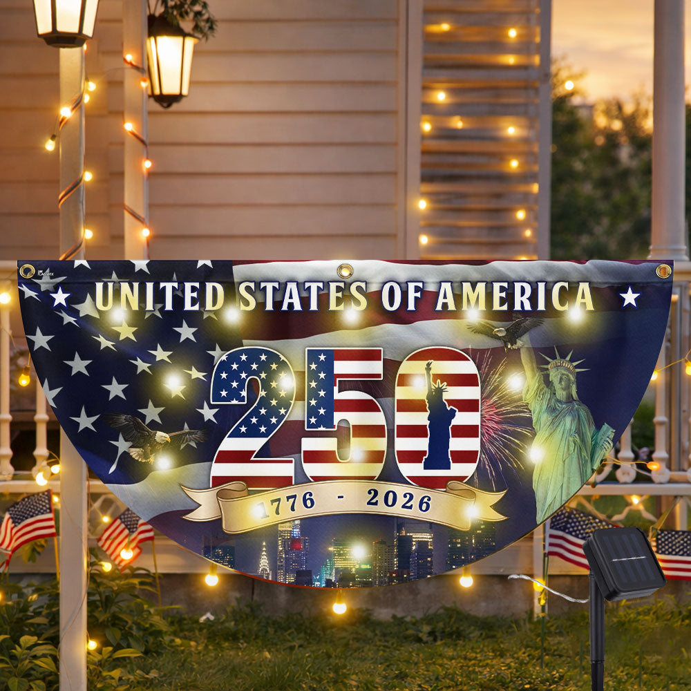 250th Anniversary Flag, 1776 2026 United States of America Solar Led Fan Flag