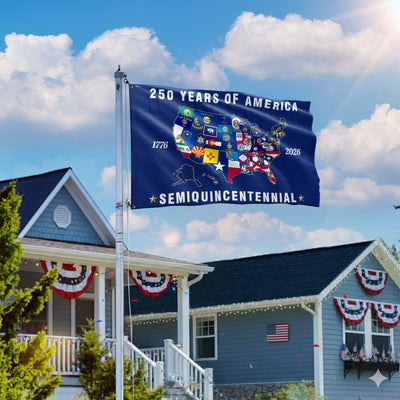 250th Anniversary Semiquincentennial 50 States of America Grommet Flag