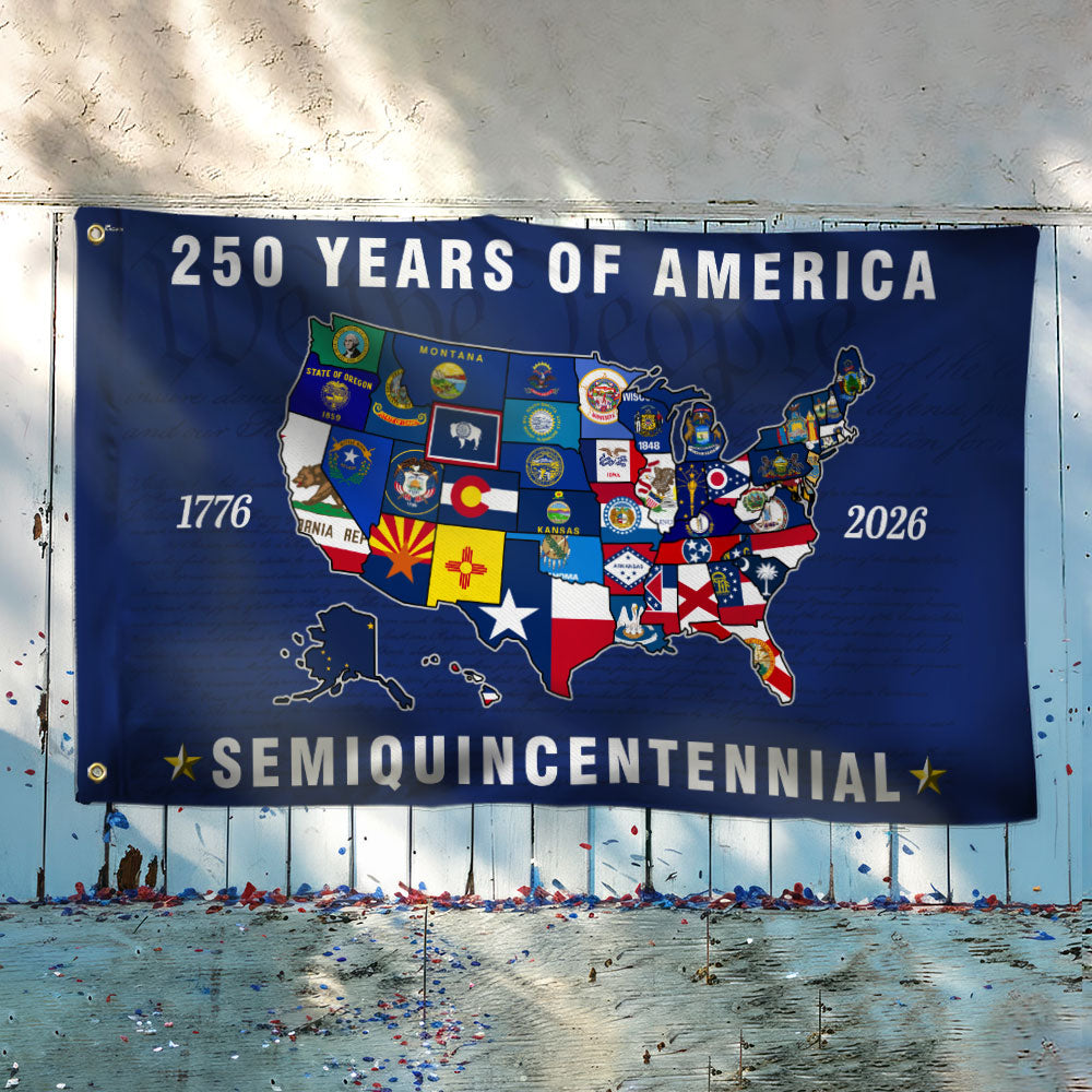 250th Anniversary Semiquincentennial 50 States of America Grommet Flag