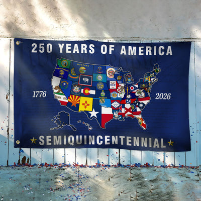 250th Anniversary Semiquincentennial 50 States of America Grommet Flag