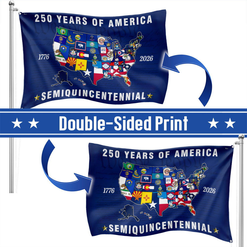 250th Anniversary Semiquincentennial 50 States of America Grommet Flag