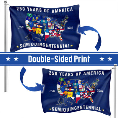 250th Anniversary Semiquincentennial 50 States of America Grommet Flag