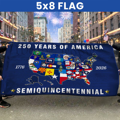 250th Anniversary Semiquincentennial 50 States of America Grommet Flag