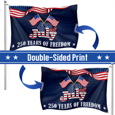 250 Years of Freedom Flag, Betsy Ross 4th of July Grommet Flag