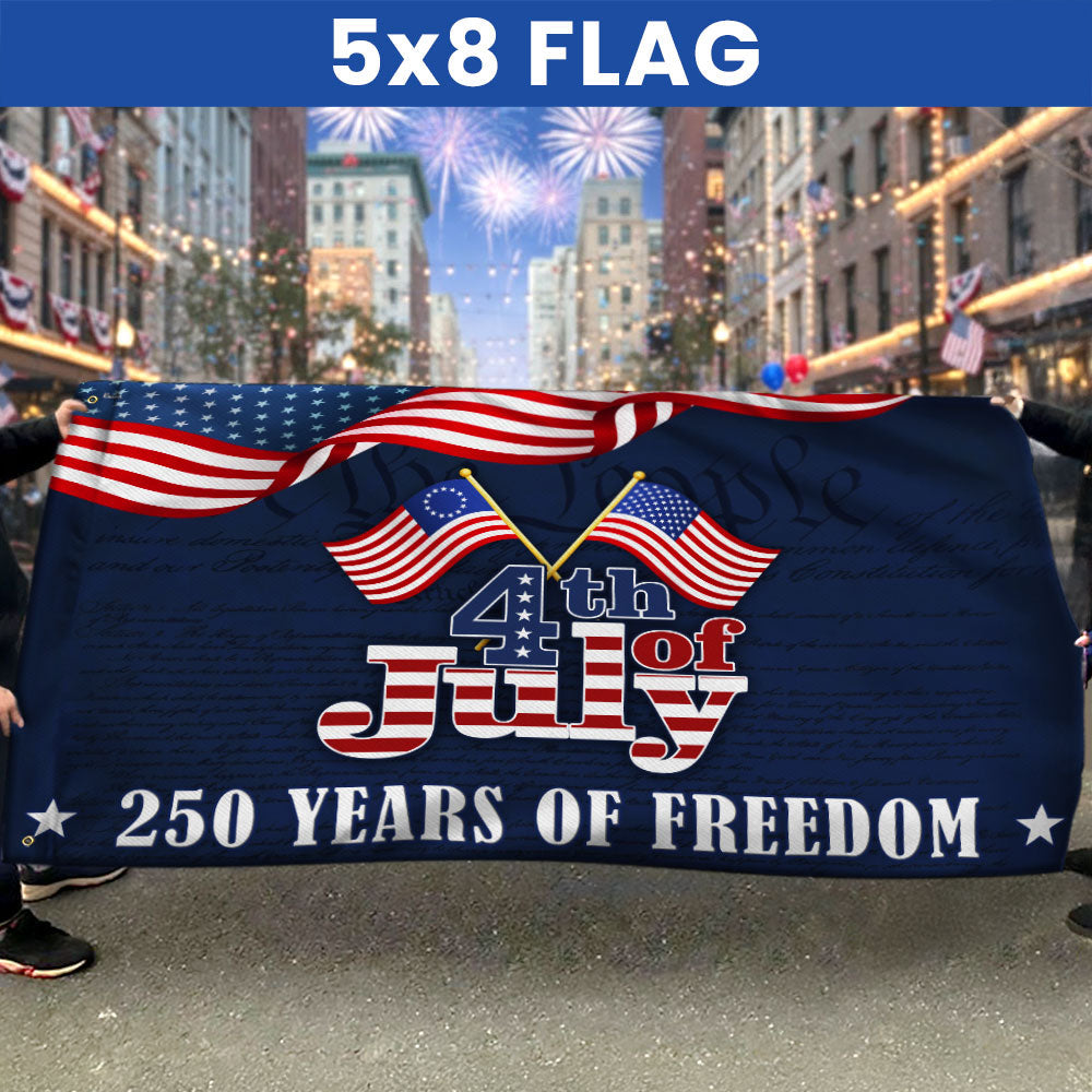250 Years of Freedom Flag, Betsy Ross 4th of July Grommet Flag