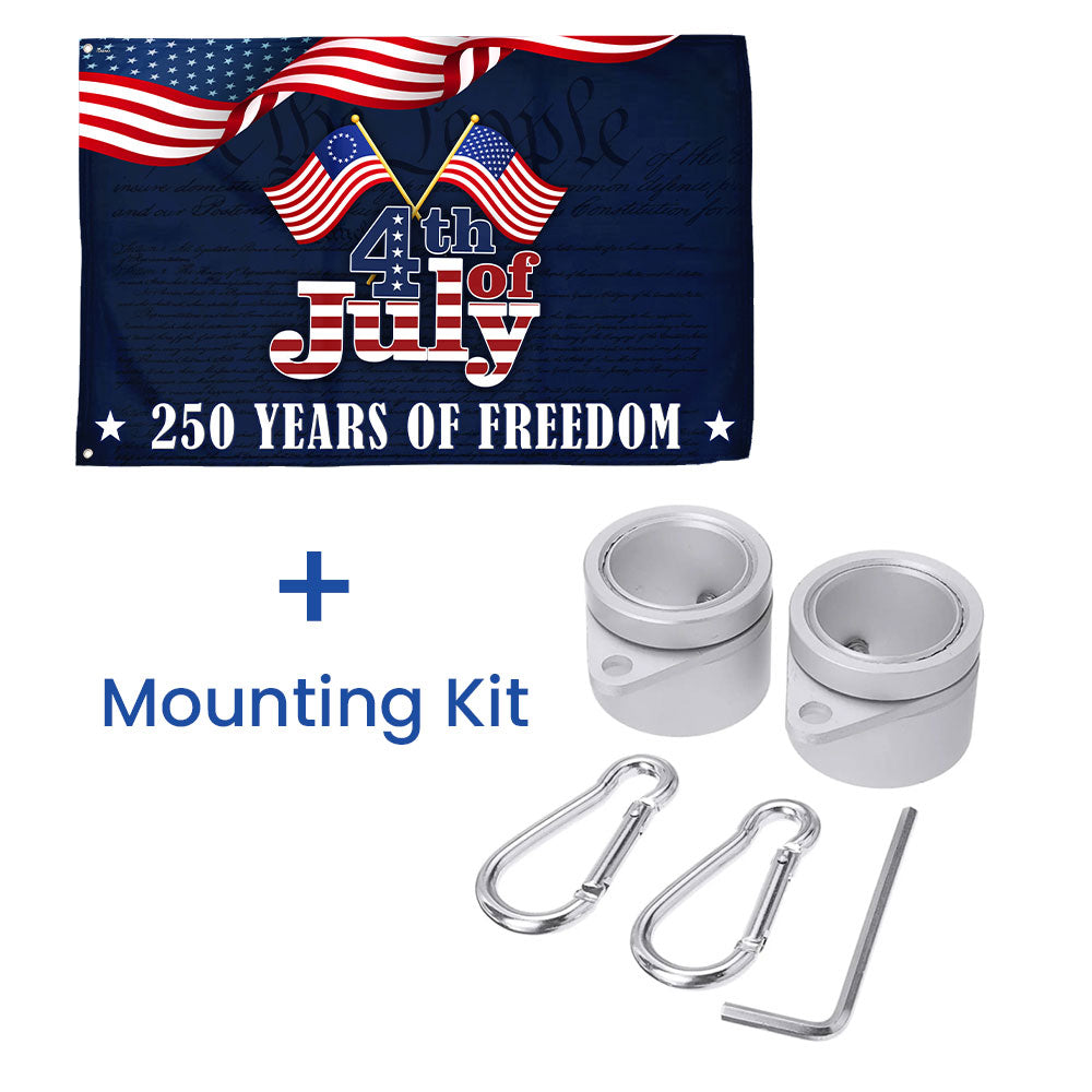 250 Years of Freedom Flag, Betsy Ross 4th of July Grommet Flag