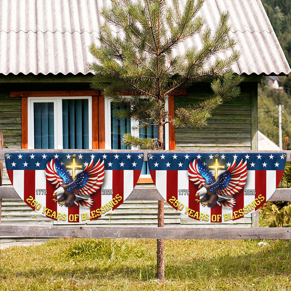 250 Years of Blessings 1776 2026 Patriotic Eagle Cross Fan Flag