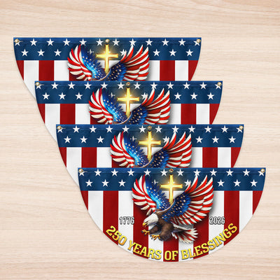 250 Years of Blessings 1776 2026 Patriotic Eagle Cross Fan Flag