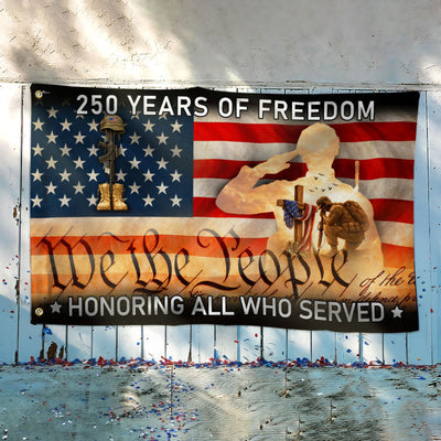 Memorial Day Grommet Flag, 250 Years of Freedom Honoring All Who Served Decor