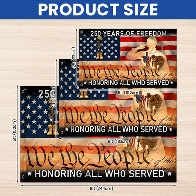 Memorial Day Grommet Flag, 250 Years of Freedom Honoring All Who Served Decor