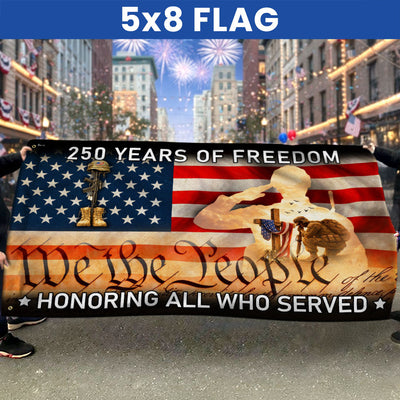 Memorial Day Grommet Flag, 250 Years of Freedom Honoring All Who Served Decor
