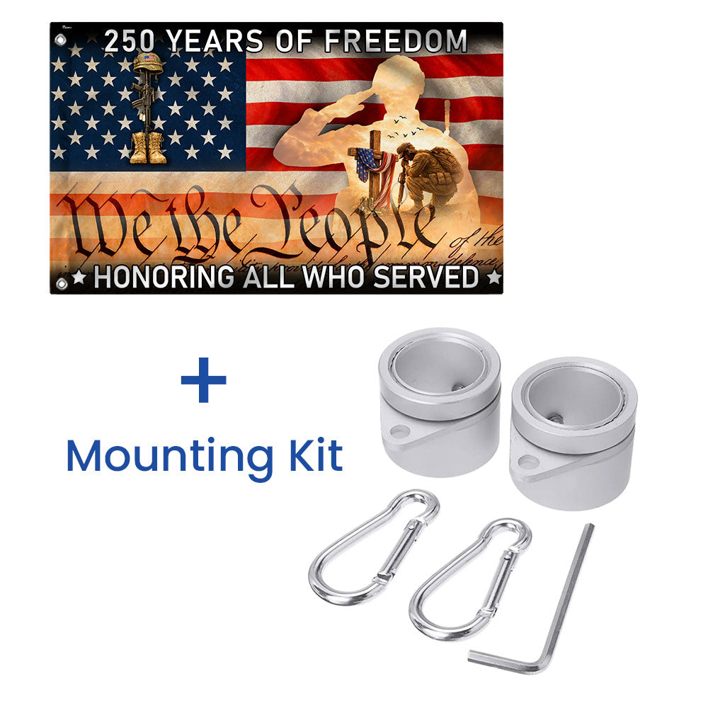 Memorial Day Grommet Flag, 250 Years of Freedom Honoring All Who Served Decor