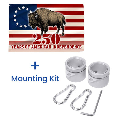 Betsy Ross Flag, 250 Years of American Independence Bison Buffalo Grommet Flag