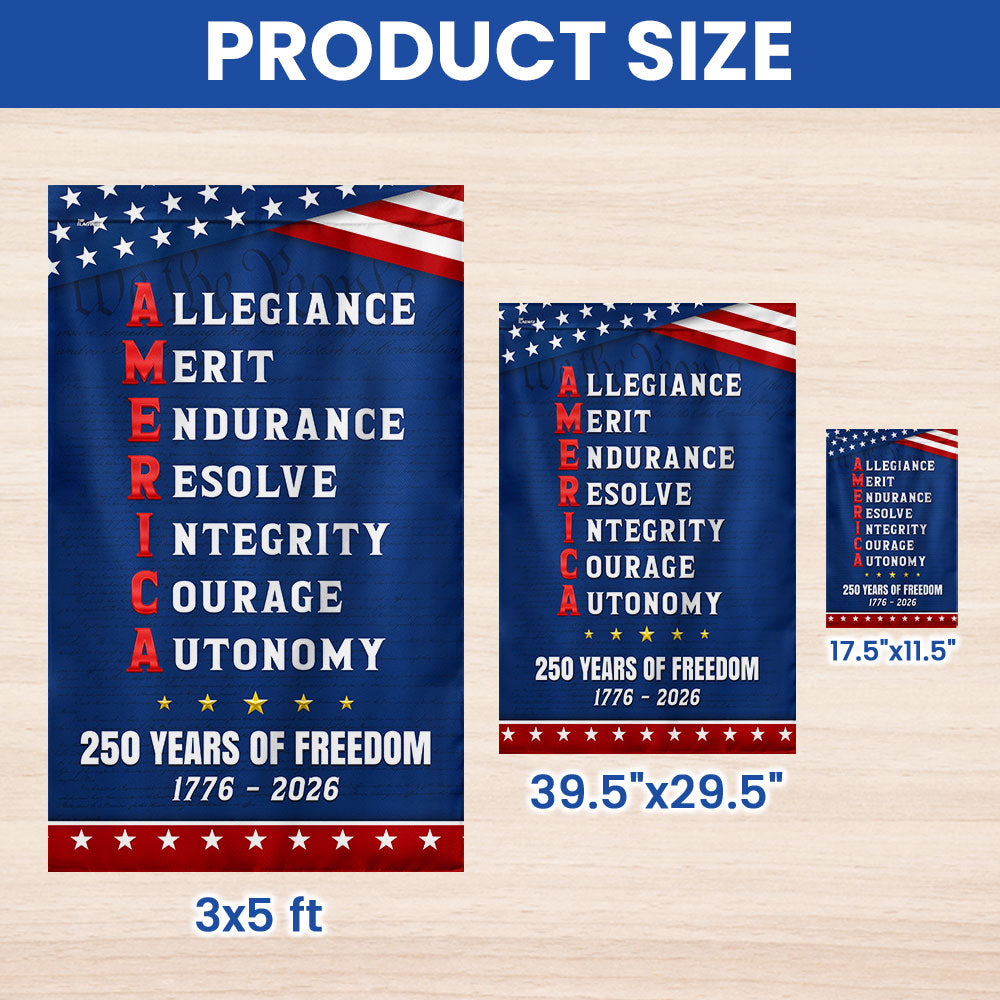250 Years of Freedom American Allegiance Merit Endurance US Flag