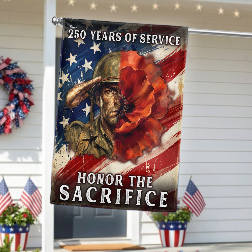 Memorial Day Flag,  250 Years of Service Honor The Sacrifice Poppy US Flag
