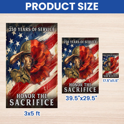 Memorial Day Flag,  250 Years of Service Honor The Sacrifice Poppy US Flag