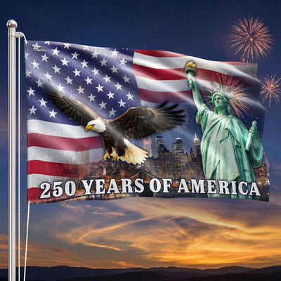 250 Years of America New York City Flag, Eagle with Liberty Grommet Flag