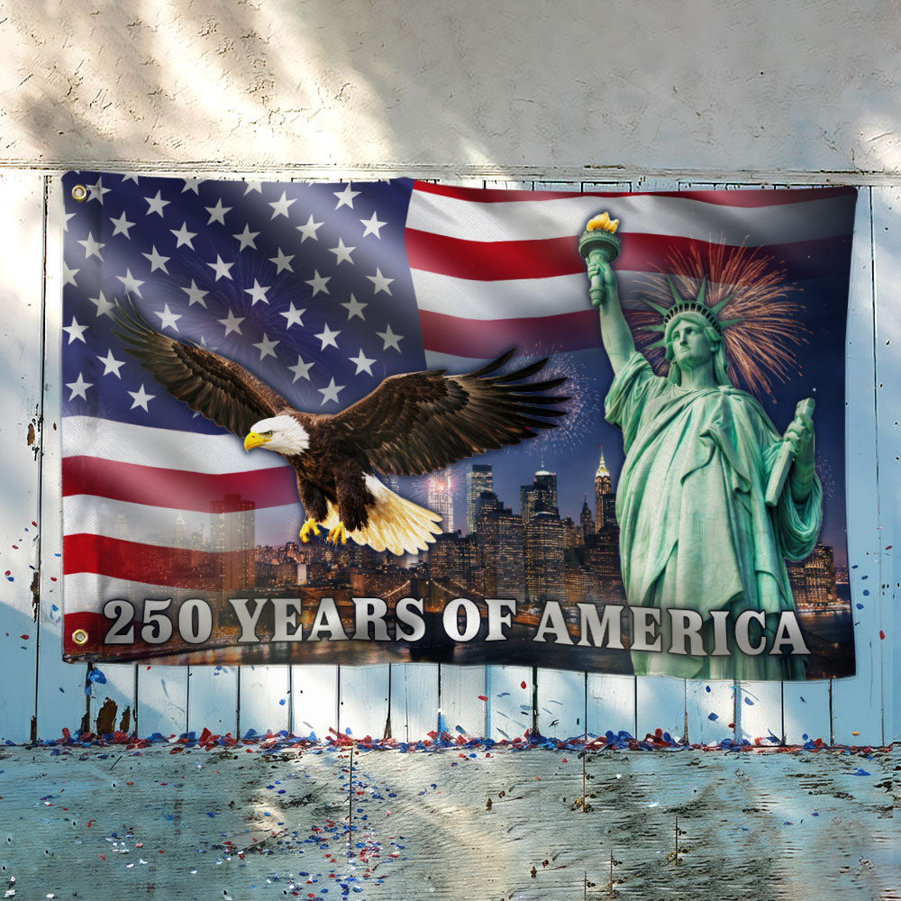 250 Years of America New York City Flag, Eagle with Liberty Grommet Flag